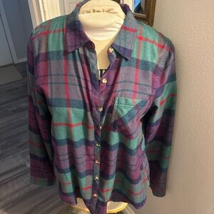 Maurices Multicolor Plaid Button-Up Blouse